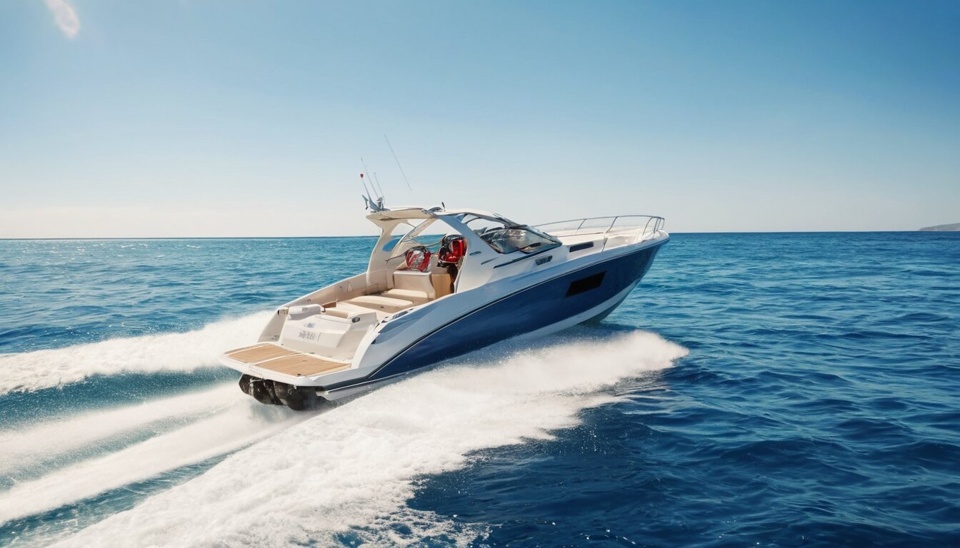 Speed boat on blue ocean