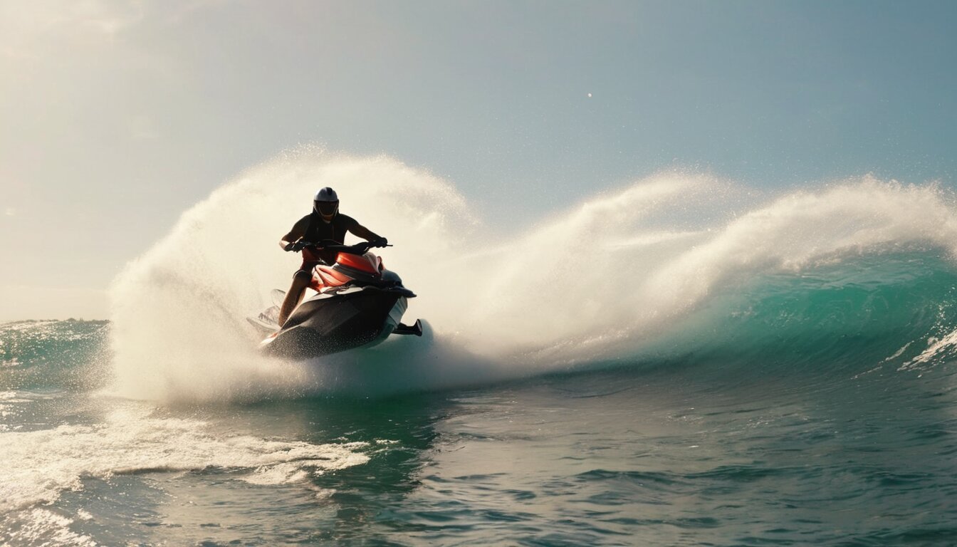 Jet ski carving ocean waves