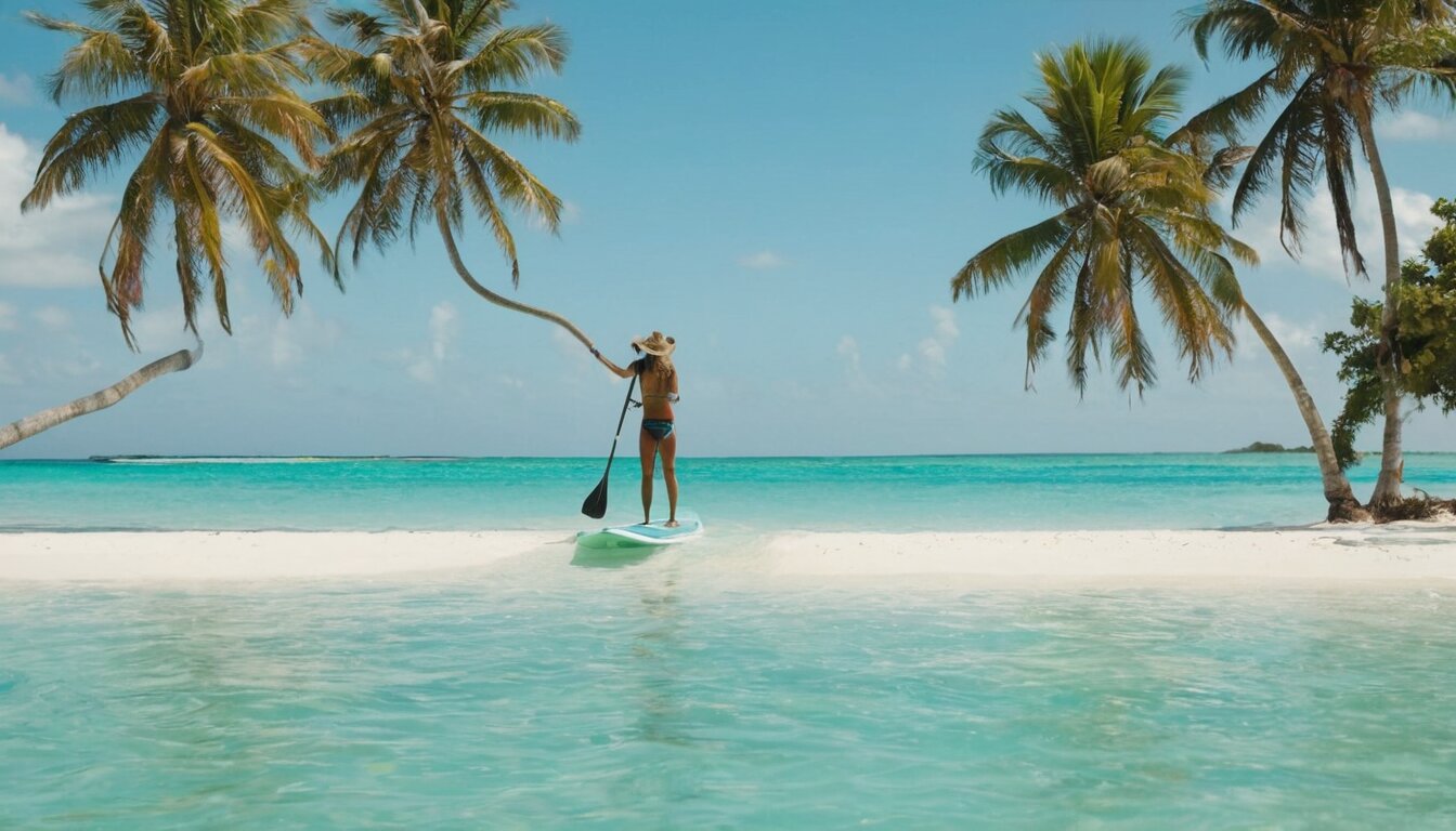 SUP on tropical lagoon